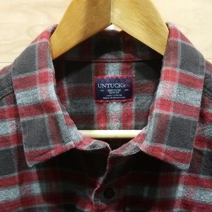 Untuckit red plaid shirt